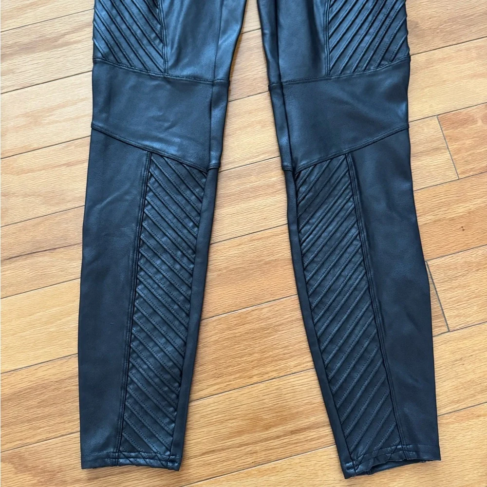 SPANX  Faux Leather Moto Leggings Black Size Large - Picture 2 of 9